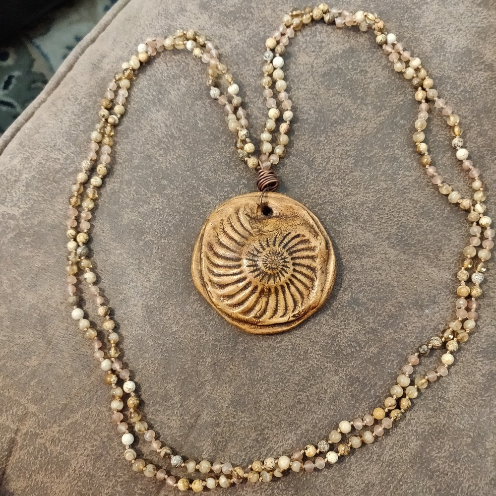 Handcrafted Fossil Looking Necklace